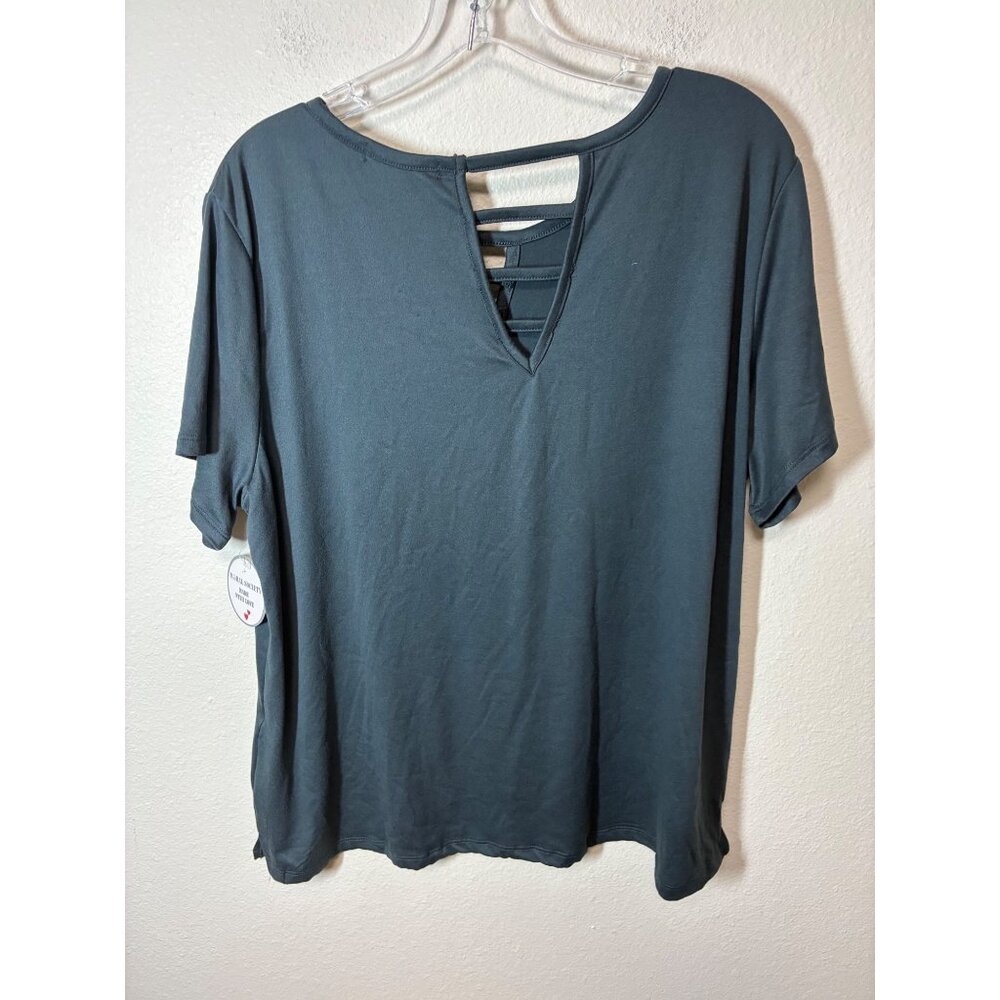 NWT Moral Society Blouse T-Shirt Business Casual Gray Charcoal Size 3X